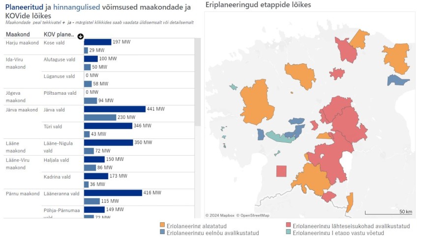 Eriplaneeringute kaart tableaus