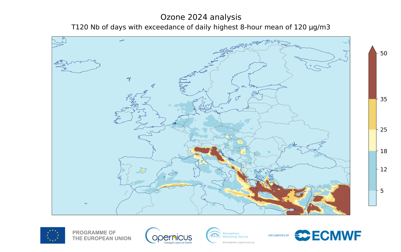 Osoonitasemed Euroopas 2024. aastal