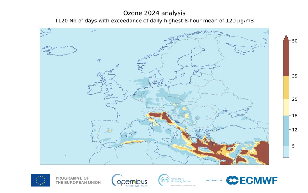 Osoonitasemed Euroopas 2024. aastal